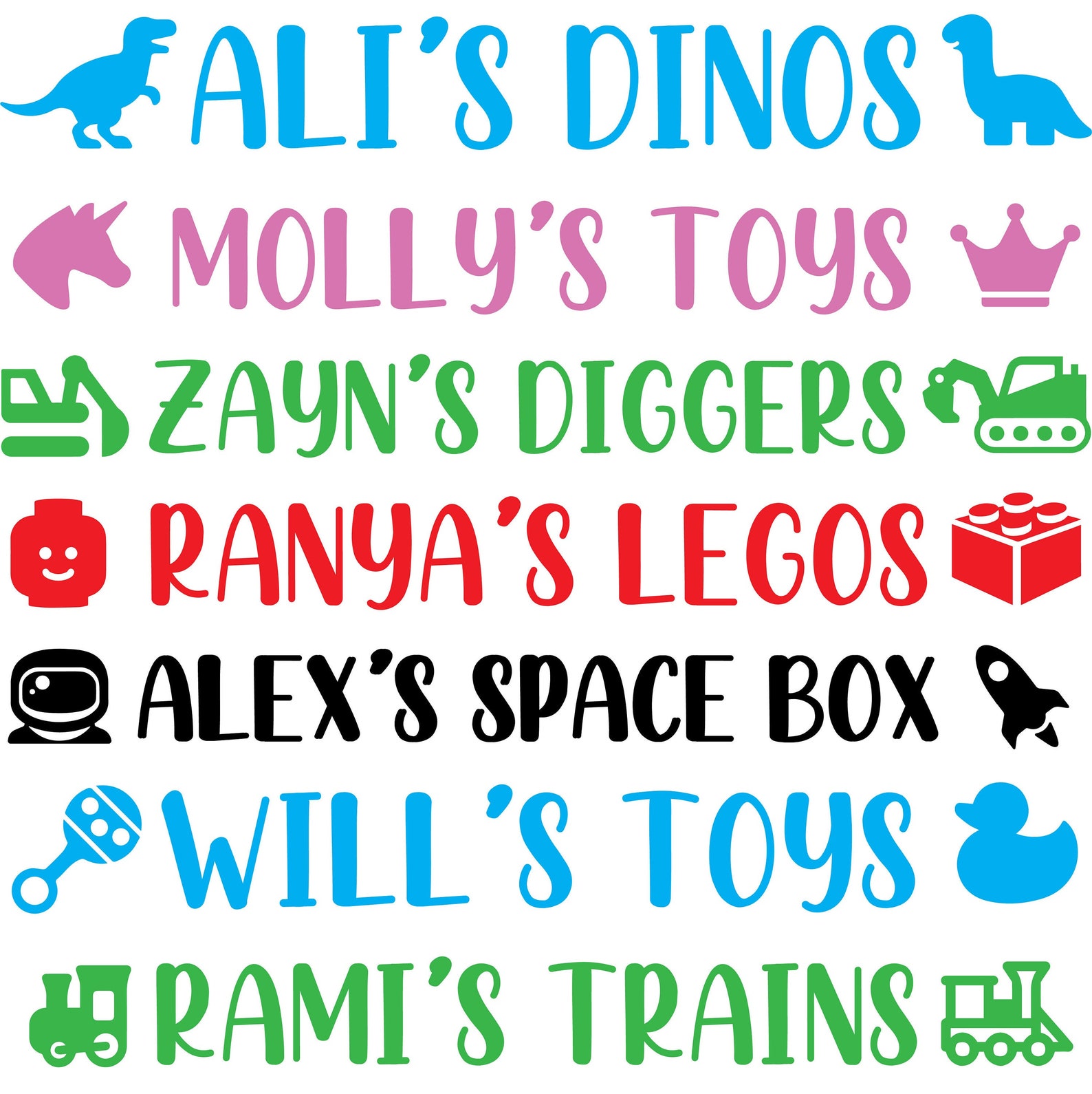 Personalised Kids Toy Box Sticker Decals Various Colours & Etsy