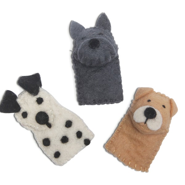 Three Dogs-Finger Puppets-Felt-Children Puppets-Quiet toys-Great to entertain your chid toddler- Great for teachers-Buy set or individually