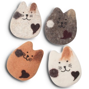 Absorbent Handmade Cat Coasters-Set of Four-4-Wool Felt-Gifts for Cat Lovers-Coaster Set-Funny Drink Coasters-Protects Furniture image 3