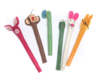 Felt Pen or  Pencil Topper-Cover-Children Puppets-Quiet toys-Fun for Office or class rooms- Great for teachers-Buy set or individually