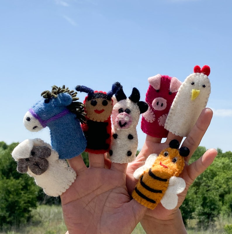 Farm Finger Puppets Animal Puppets Wool Felt Finger Etsy