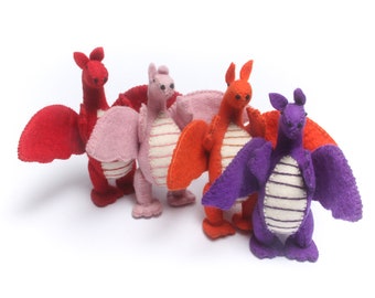 Felt Toy Dragon Family Set-Handmade-Felt Toys for kids- Felt teaching tool-Great for teacher- Nursery decor- unisex baby gift-Play Safe