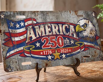 America 250th Anniversary Eagle License Plate Patriotic Car Accessories