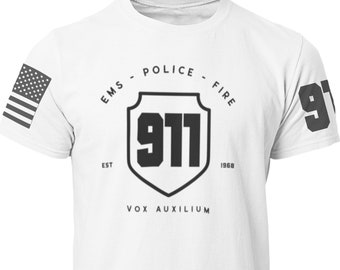 911 Dispatcher The Voice of Help T Shirt Printed Sleeves and Front Vox Auxilium