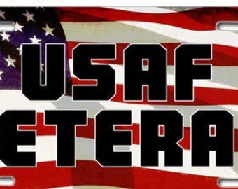 US Military Veteran License Plates - Army, Air Force, Navy, Marines, Coast Guard, and Space Force.