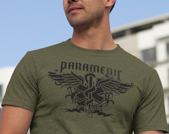 Paramedic EMTP Unisex T Shirt with Winged Caduceus Graphics
