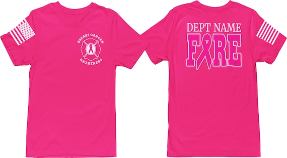 Pink Ribbon Fire Department Breast Cancer Awareness Unisex Uniform T Shirts