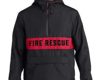 Fire Dept Windbreaker Jacket Zipped Pocket Anorak