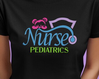 Maglietta per infermiere pediatrico con orsacchiotto e stetoscopio, regalo per infermieri e infermieri pediatrici