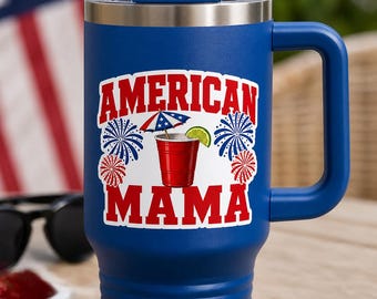 American Mama Sticker Patriotic Waterproof Tumbler Sticker or Car Window Decal
