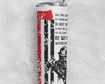 Personalized Firefighter Tumbler, Thin Red Line Fire Axe, 20 oz Stainless Steel