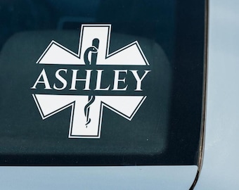 Adesivo personalizzato Stella della vita: paramedico, infermiere, dottore - finestrino/paraurti auto