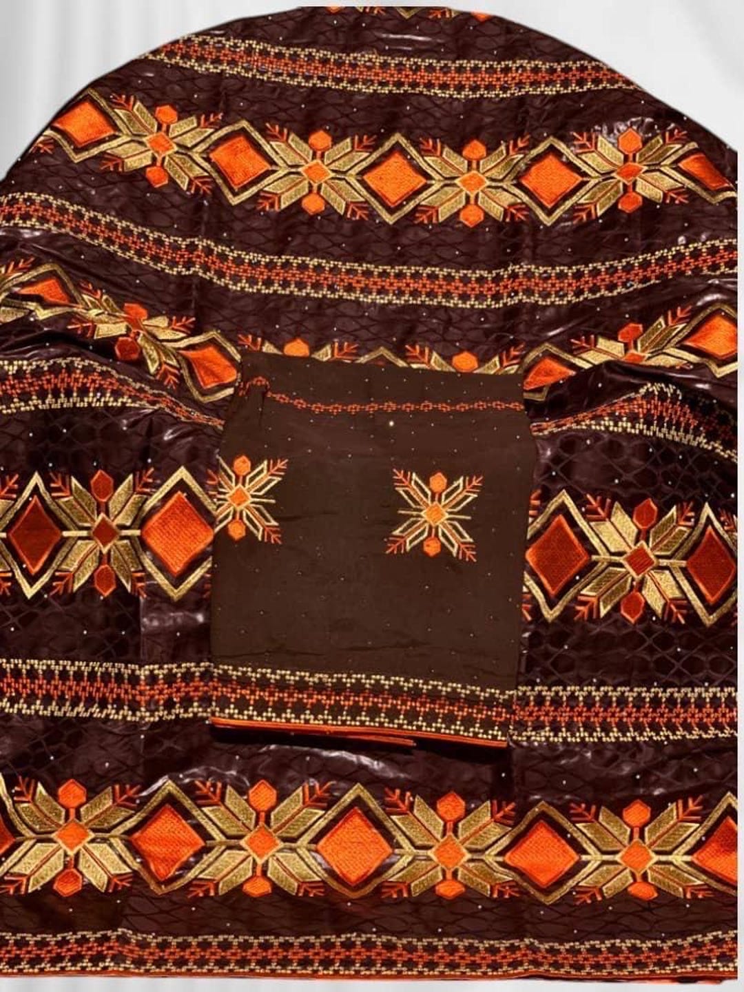 5 Meters, Embroidered Bazin Riche Super Magnum, With Matching Sheer ...