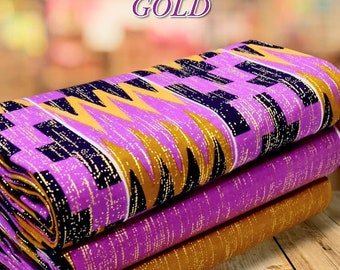 6 Yards afrikanische Kente Gold-Stoffe, freie 3-5 Tage Versand, Mode und Dekor mit afrikanischem Tuch, Kente Ghana und Ivory Coast Textile