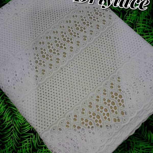 5 Meters High Quality Dry Lace Fabric, White African Dry Lace Fabrics, Nigerian Dry Lace for African Formal Events, 3-5 Days Free Shipping