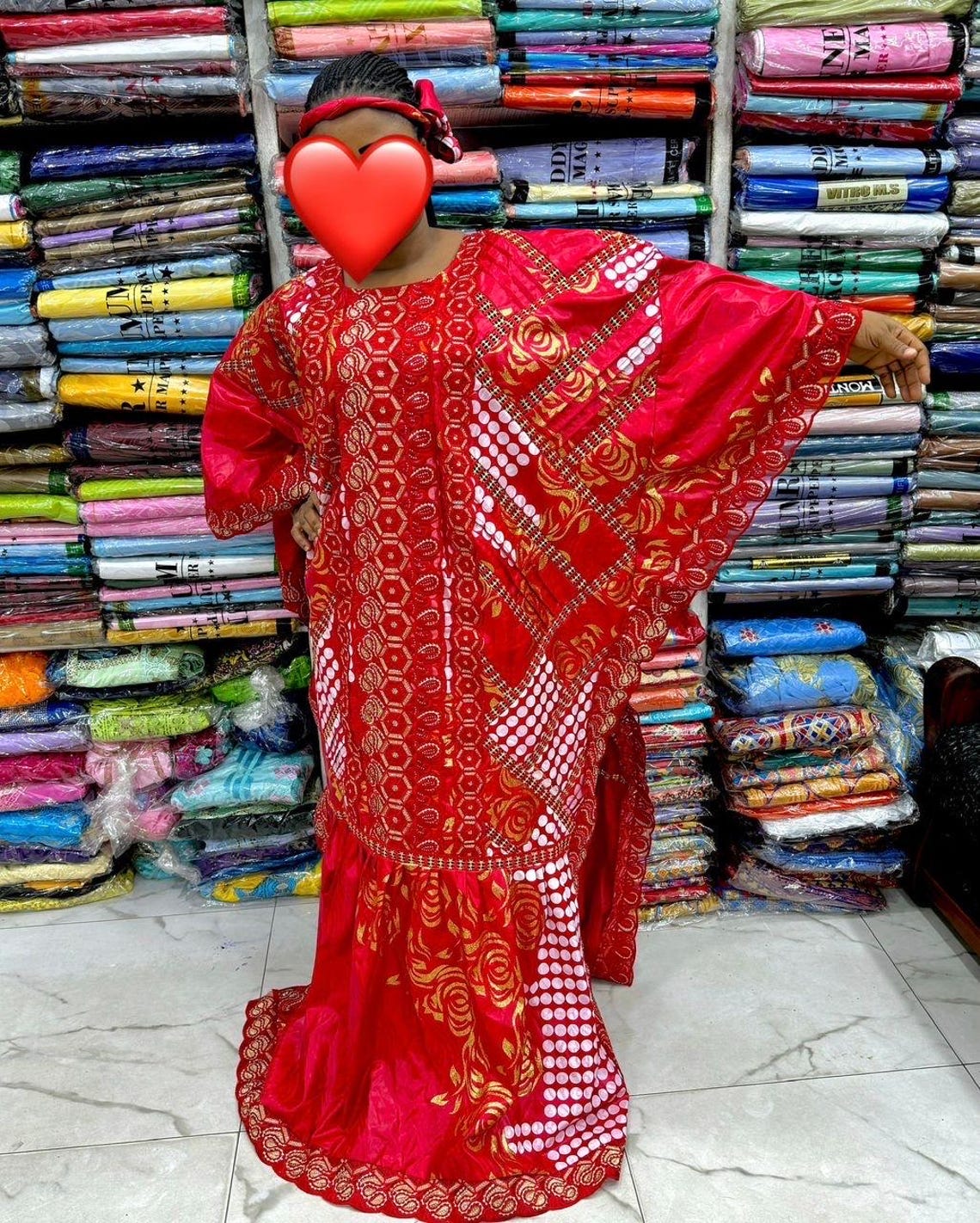 African Long Bazin Boubou Pre Made One Size, Big and Comfortable for