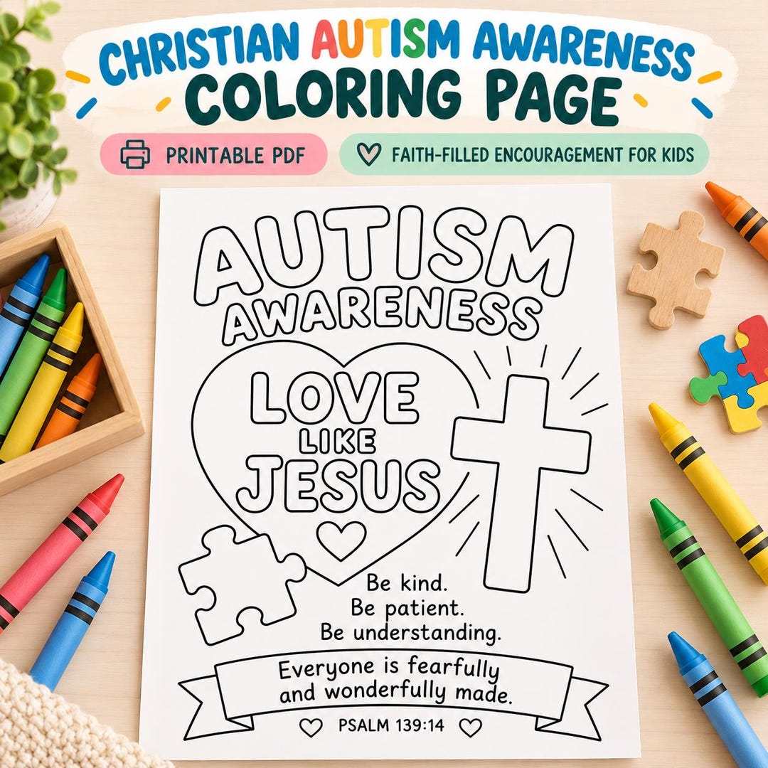 Christian Autism Awareness Coloring Page, Printable Bible Verse ...
