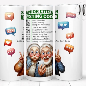 Grappige senioren-sms 20 oz skinny Tumbler Wrap, vriendschapssublimatieontwerp, digitale download