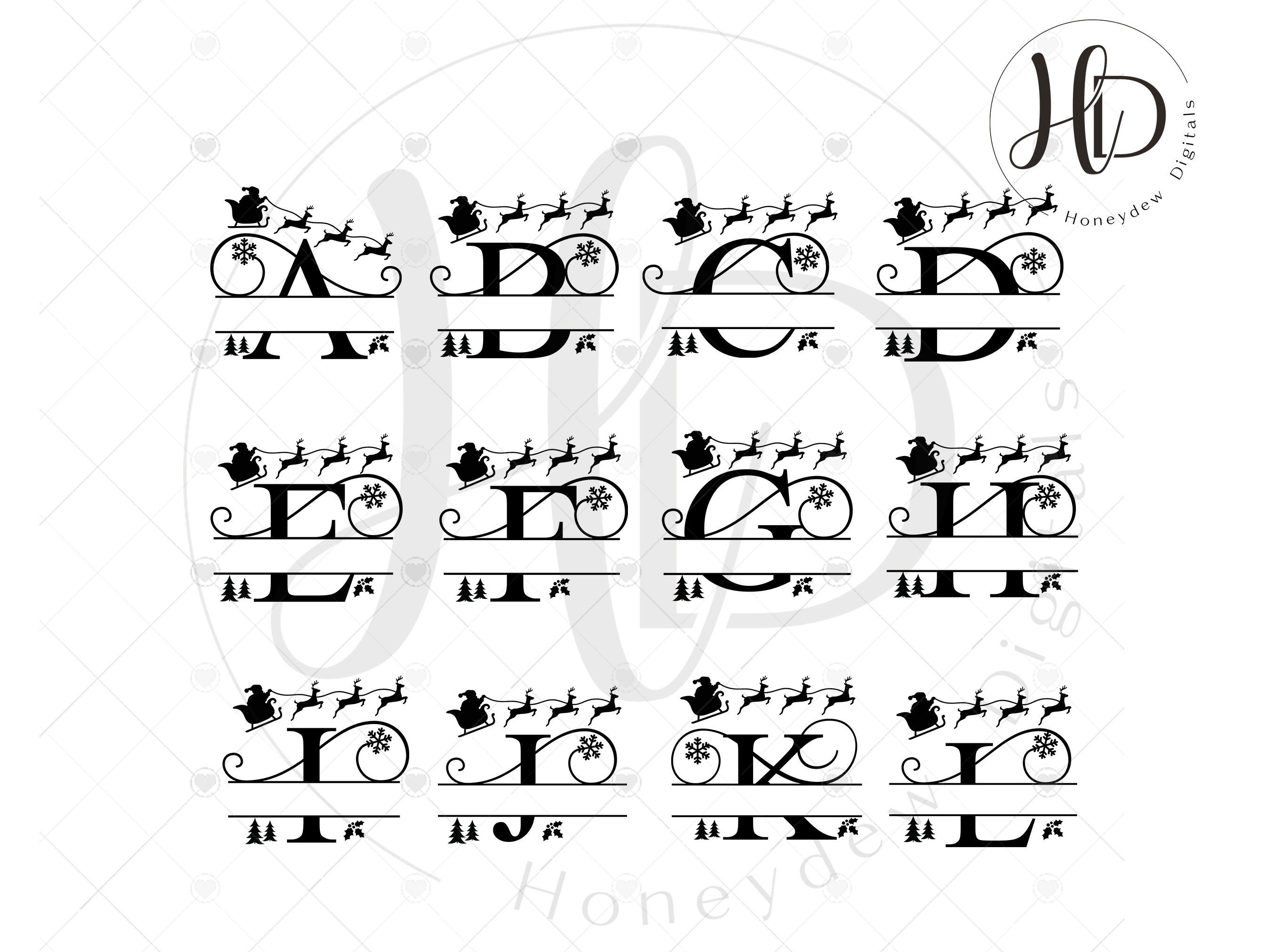 Santa Split Svg Christmas Monogram SVG Bundle, Cut Files for Cricut & Silhouette, Santa ...