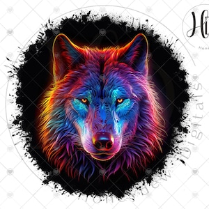 Vibrant Wolf Sublimation Design, Colorful Digital Art for Projects and Apparel, Digital Download