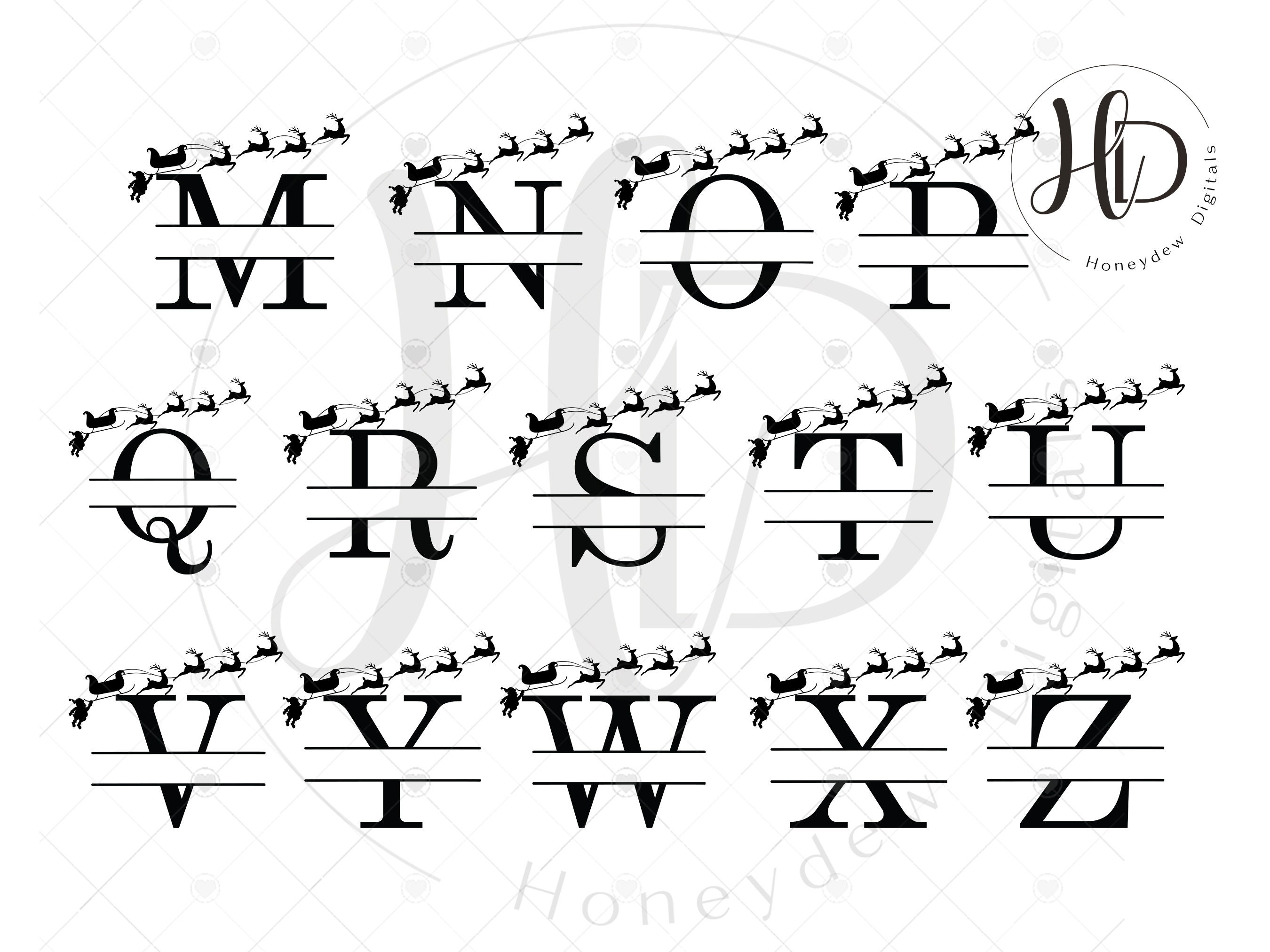 Santa Split Svg Christmas Monogram SVG Bundle, Holiday Cut File for Cricut & Silhouette ...