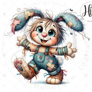 Clipart Patchwork Bunny dla: Papierowe rzemiosło - Dziennik śmieci - Album - Tworzenie kartek - Ephemera - Sublimacja, 10 wysokiej rozdzielczości projektów cyfrowych JPG