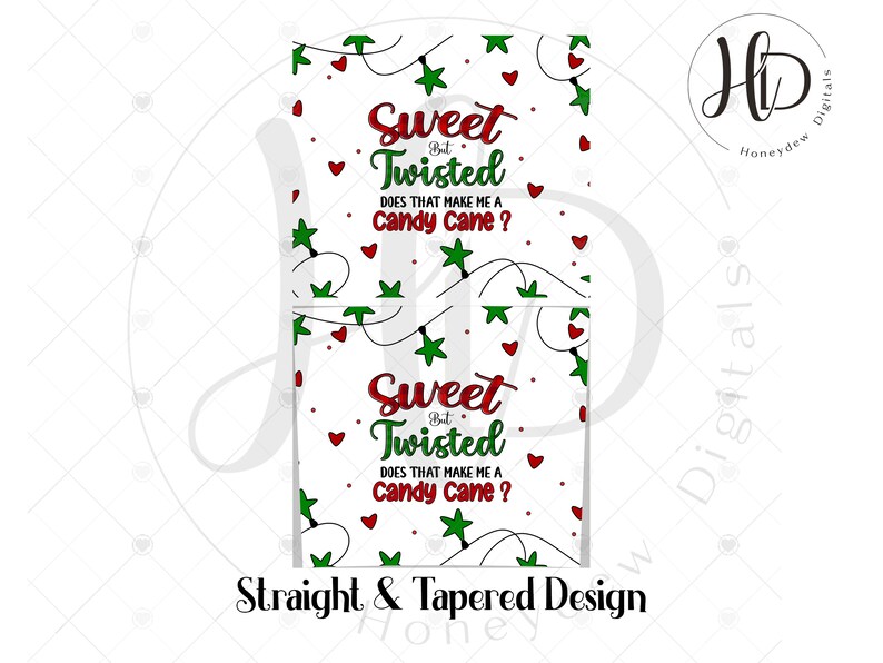 Candy Cane 20 oz Skinny Tumbler Wrap PNG, Christmas Tumbler Wrap, Sweet But Twisted, Christmas Gnome Sublimation Designs, Digital Download image 3