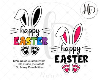 Happy Easter SVG Bunny Ears Cut File for Cricut Instant - Etsy