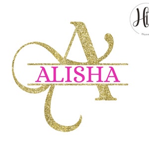 Elegante pacote de monogramas SVG divididos para Cricut e Silhouette, letras do alfabeto extravagantes, designs de sublimação, download digital
