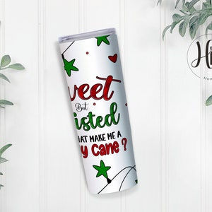 Candy Cane 20 oz Skinny Tumbler Wrap PNG, Christmas Tumbler Wrap, Sweet But Twisted, Christmas Gnome Sublimation Designs, Digital Download image 8