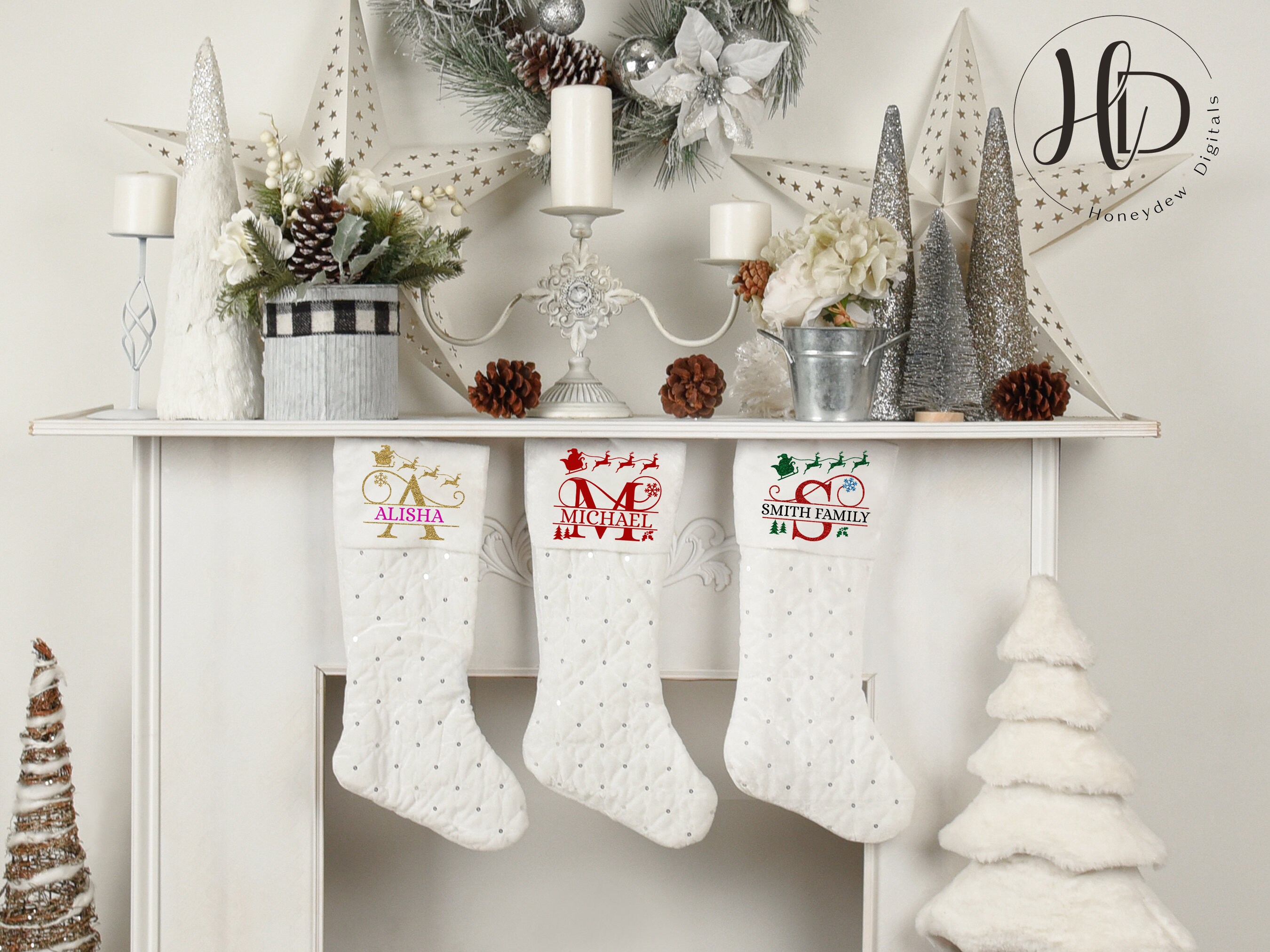 Santa Split Svg Christmas Monogram SVG Bundle, Cut Files for Cricut & Silhouette, Santa ...