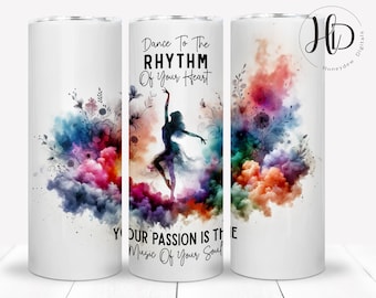 Tumbler sottile Dance da 20 oz, download digitale per sublimazione, balla al ritmo del tuo cuore