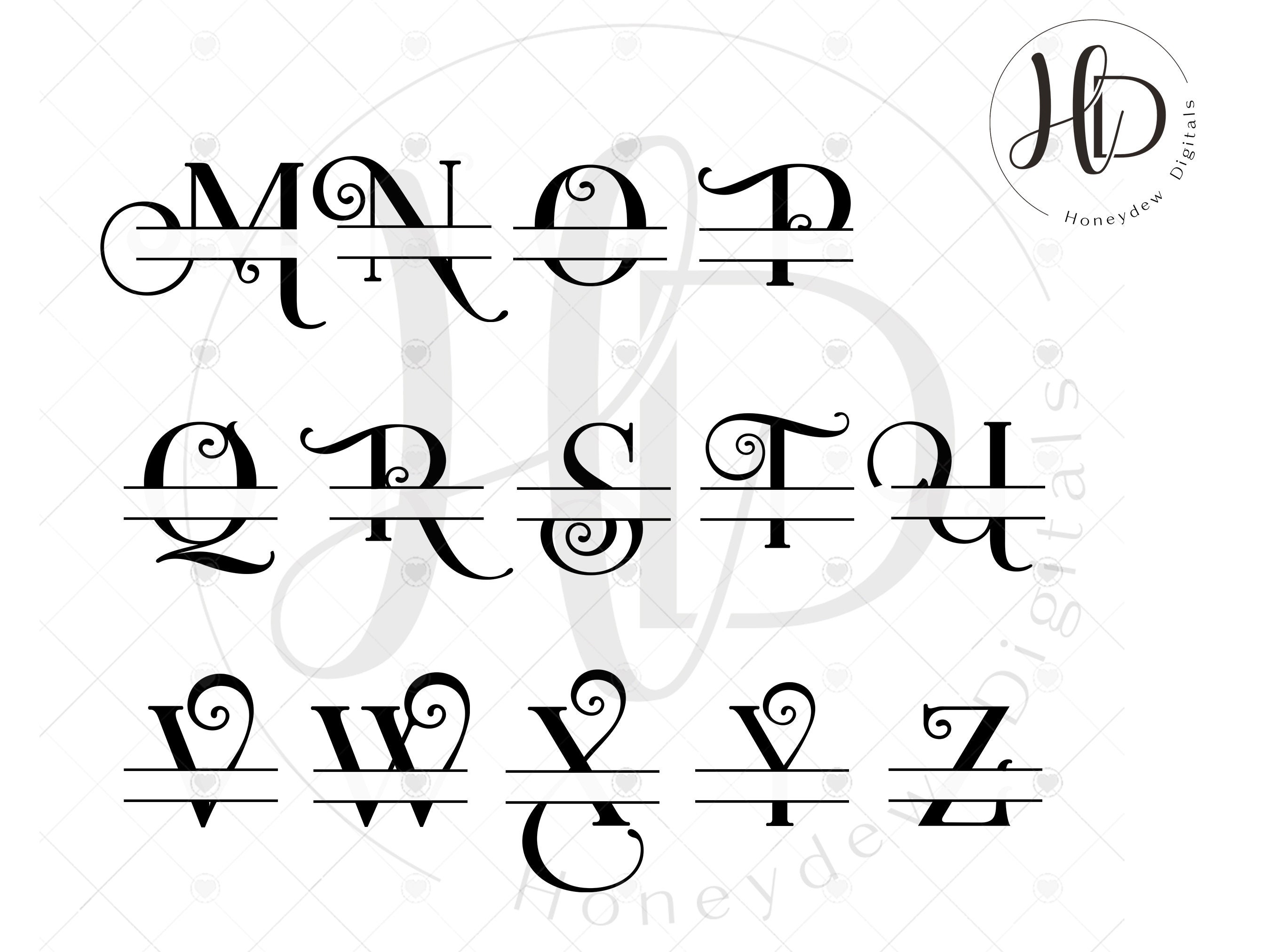 Fancy Split R Elegant Split Monogram SVG Bundle, Cut File for Cricut & Silhouette ...
