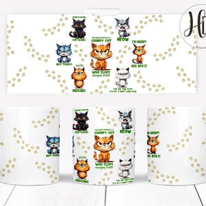 Sarkastische mürrische Katze Kaffeebecher-Verpackung, lustiges Haustier-Liebhabergeschenk, digitaler Download
