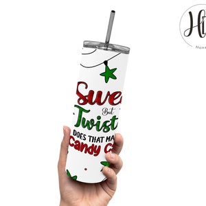 Candy Cane 20 oz Skinny Tumbler Wrap PNG, Christmas Tumbler Wrap, Sweet But Twisted, Christmas Gnome Sublimation Designs, Digital Download image 4