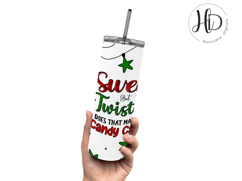 Candy Cane 20 oz Skinny Tumbler Wrap PNG, Christmas Tumbler Wrap, Sweet But Twisted, Christmas Gnome Sublimation Designs, Digital Download image 4