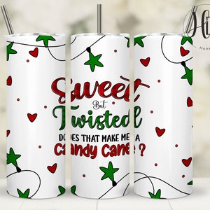Candy Cane 20 oz Skinny Tumbler Wrap PNG, Christmas Tumbler Wrap, Sweet But Twisted, Christmas Gnome Sublimation Designs, Digital Download image 6