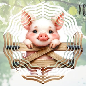 Pig Wind Spinner Sublimation Design: Farmhouse DIY Garden Art, Digital Download
