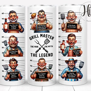 大人のユーモアBBQスキニータンブラーラップ、面白いお父さんマグショット昇華デザイン、グリルマスターザマンザ神話ザレジェンド、父の日、デジタル