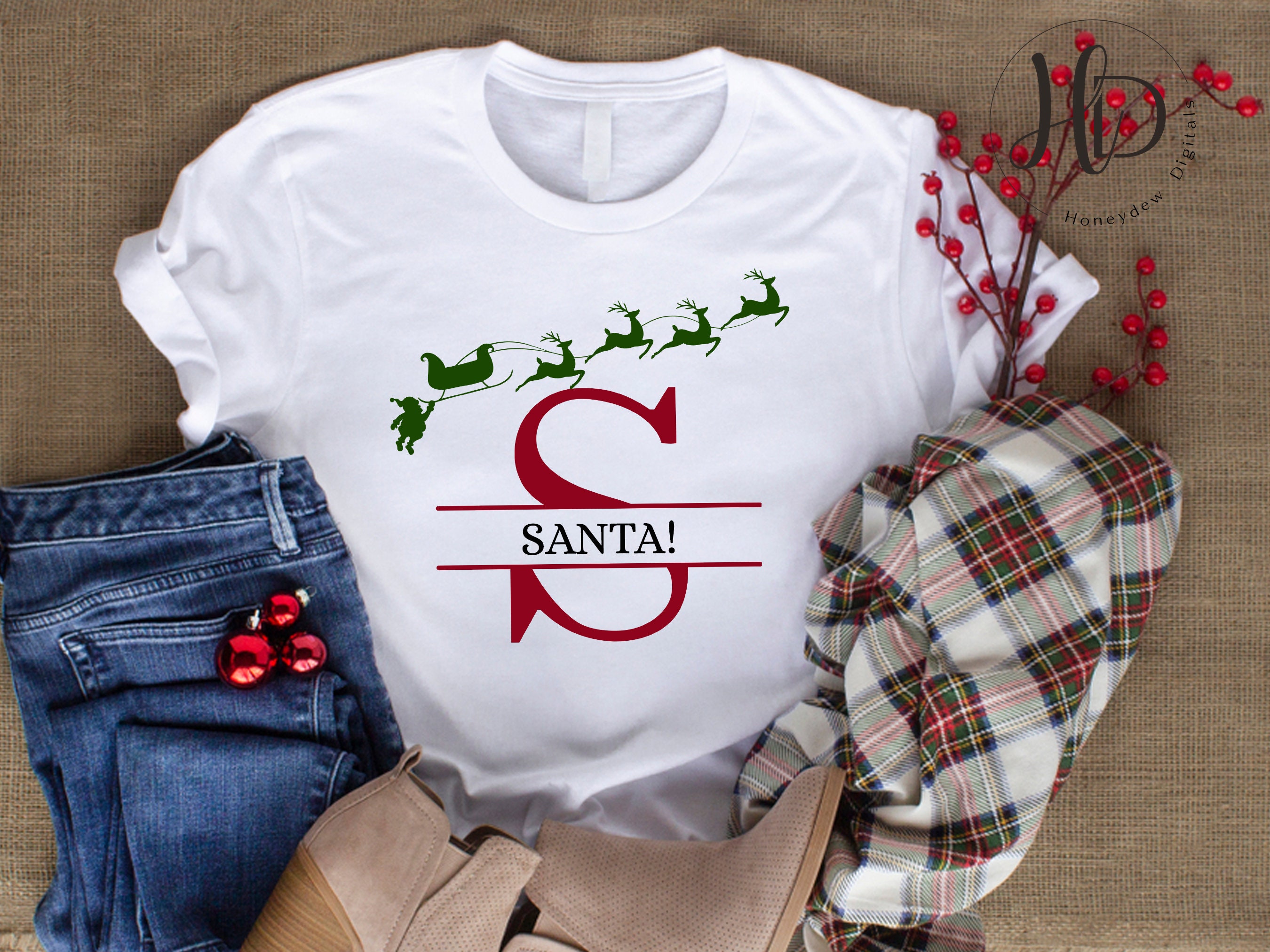Santa Split Svg Christmas Monogram SVG Bundle, Holiday Cut File for Cricut & Silhouette ...