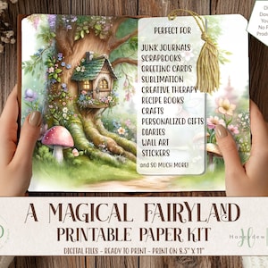 Zauberhaftes Fee Printable Papier Kit: Junk Journal - Ephemera - Scrapbook - Kartenherstellung - Sublimation - | 10 hochauflösende Designs | Digital