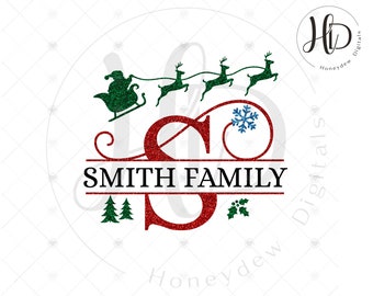 Christmas Monogram SVG Bundle: Santa Split Alphabet Design (Digital Download)
