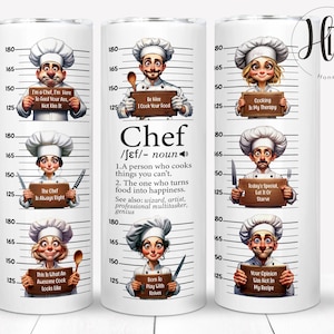 Funny Chef Mugshot Tumbler Wrap, Sarcastic Sublimation Design for Food Lovers and Cooking Enthusiasts, Digital Download