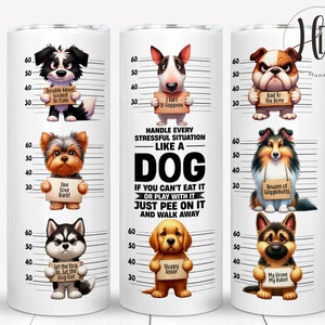 Emballage de gobelet skinny drôle chien 20 oz, gobelet chien grincheux, dessins de sublimation chien stupide, amoureux des chiens, téléchargement numérique