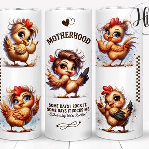 Envoltorio para vaso delgado de 20 oz con diseño de mamá gallina, diseño de sublimación para amantes de la granja, rock de maternidad, descarga digital country
