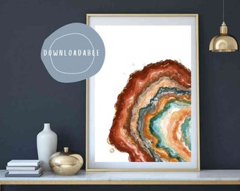 Agate Slice Wall Art Print, Geode Art Print, Crystal Art, Original Painting, Spiritual Art, New House Gift