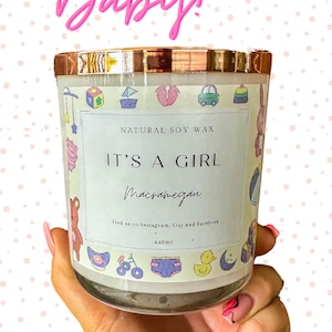 BABY SHOWER | it’s a girl | gender reveal | soy candle