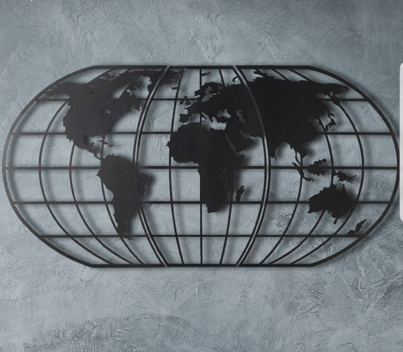 World Map Wall Art Metal Earth Map Home Decor Laser Cut Etsy