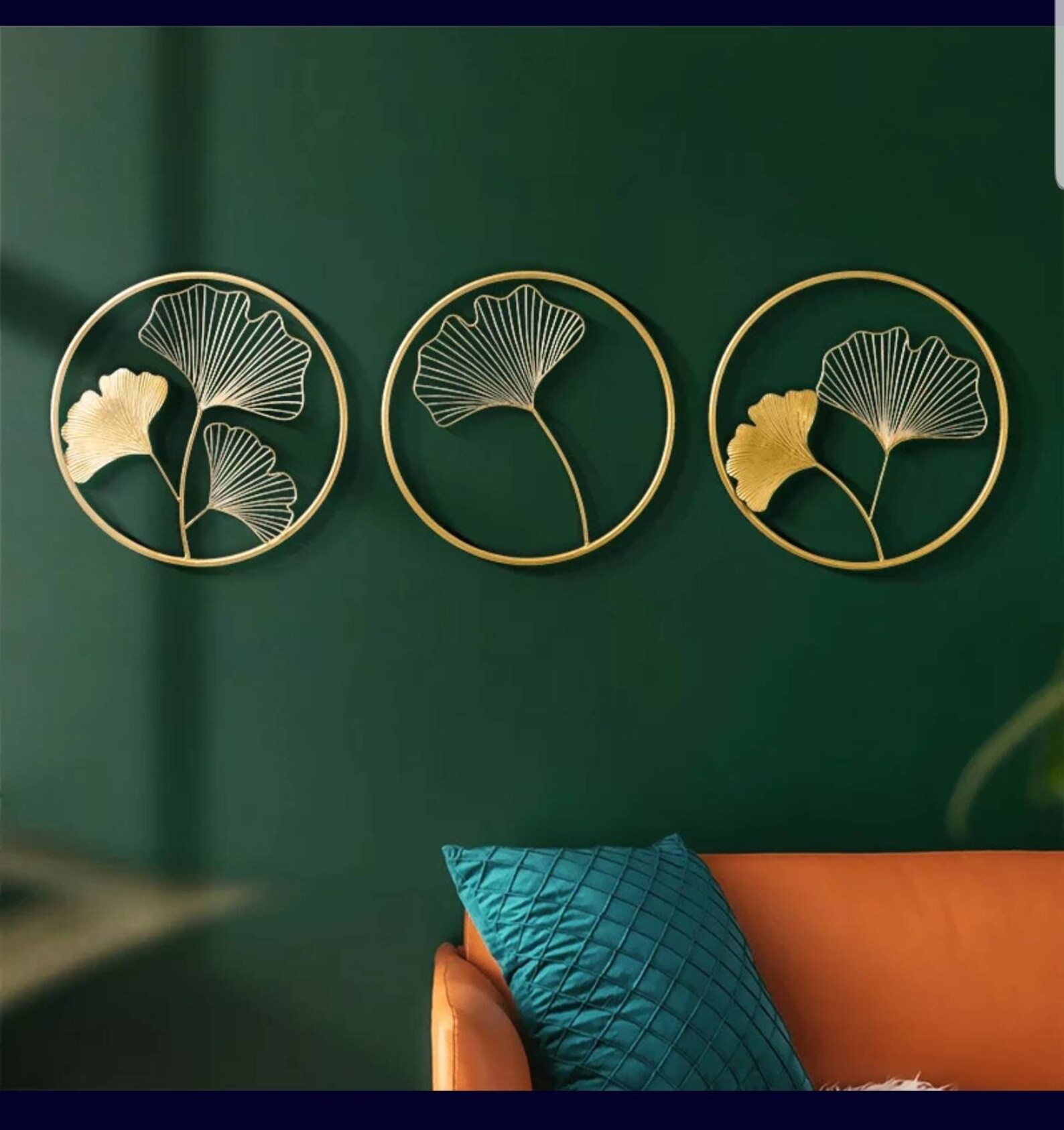 Golden Metal Wall Decor, Wrought Iron Bedroom Living Room Frame Decor