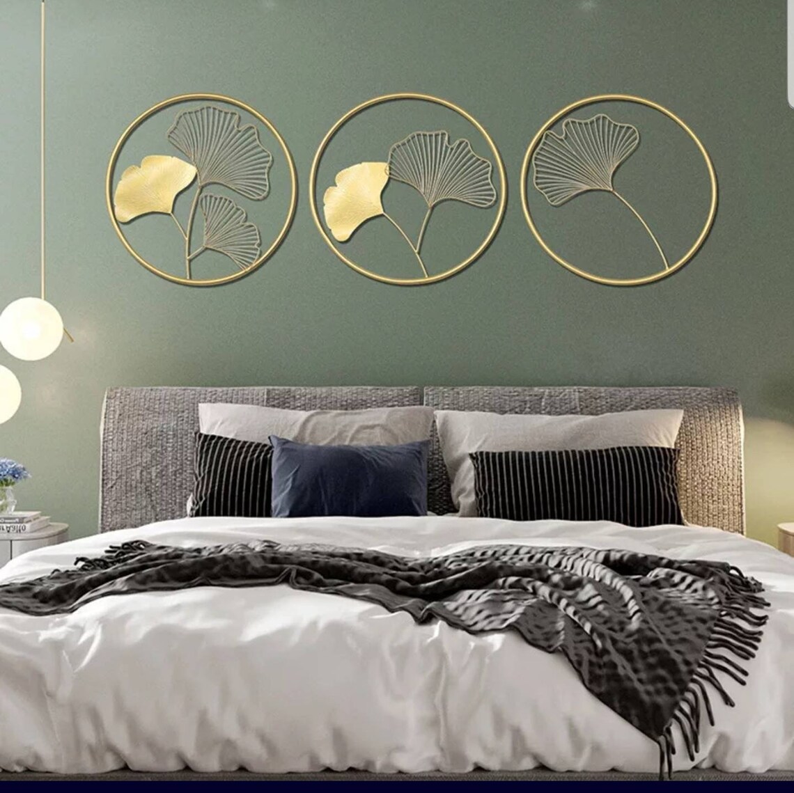 Golden Metal Wall Decor Wrought Iron Bedroom Living Room - Etsy